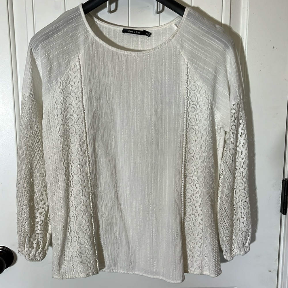 White long sleeve ornate boutique top